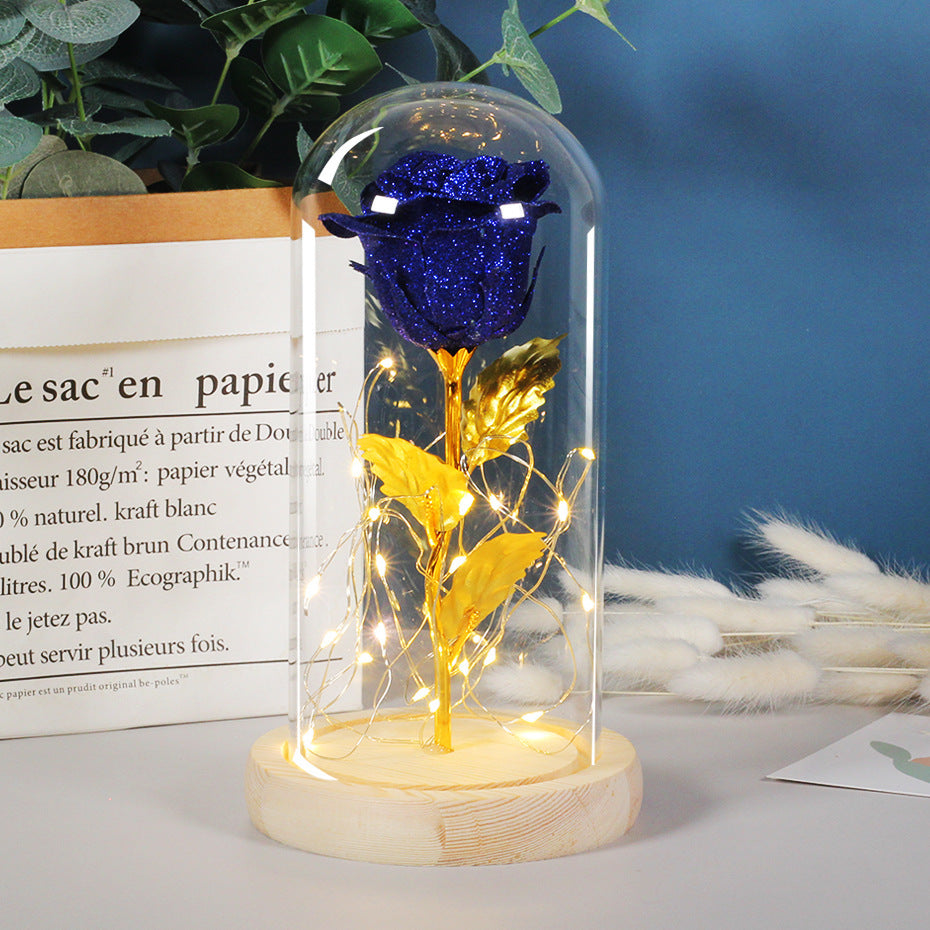 Valentine Gift for Girlfriend Eternal Rose with LED in Glass Dome Wedding Decor Mother’s Day Birthday Romantic Gift for Her