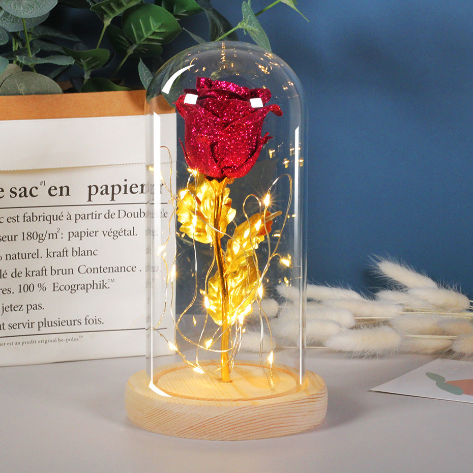 Valentine Gift for Girlfriend Eternal Rose with LED in Glass Dome Wedding Decor Mother’s Day Birthday Romantic Gift for Her