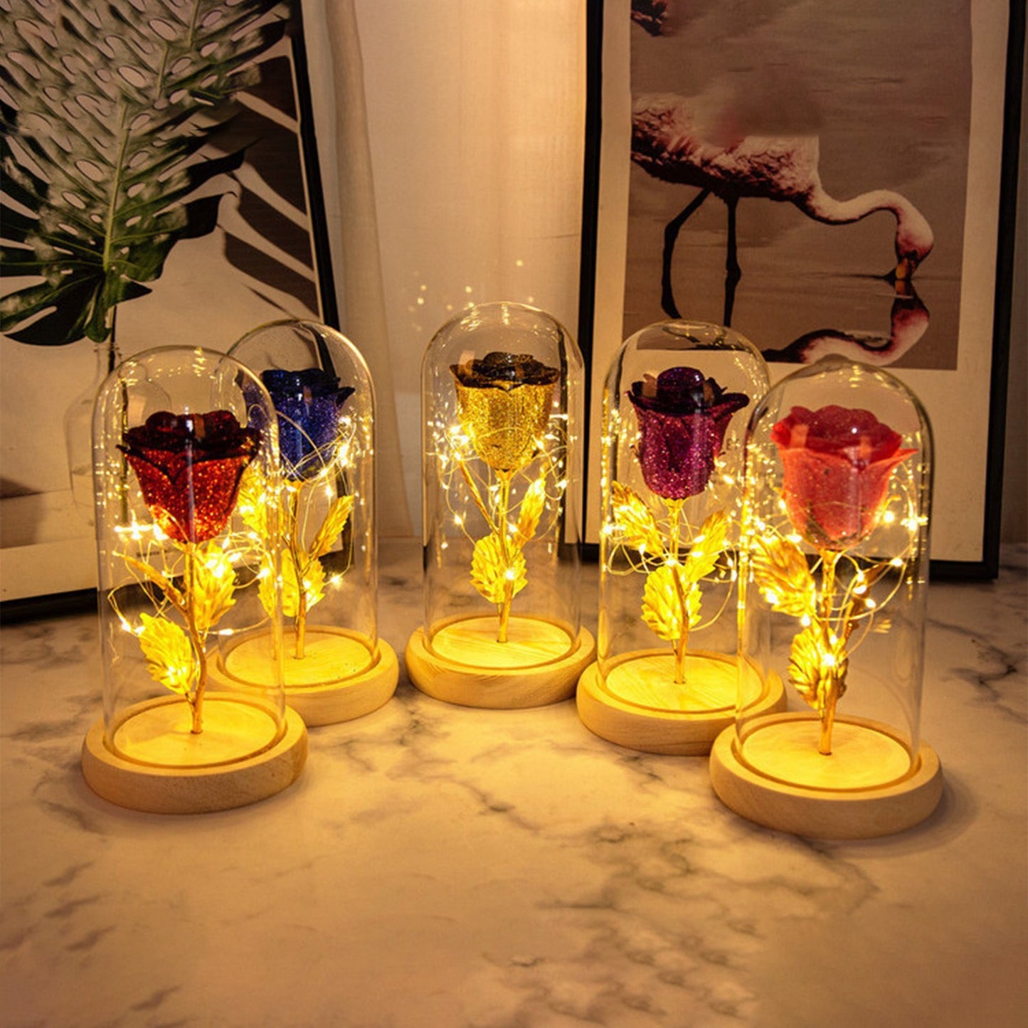 Valentine Gift for Girlfriend Eternal Rose with LED in Glass Dome Wedding Decor Mother’s Day Birthday Romantic Gift for Her