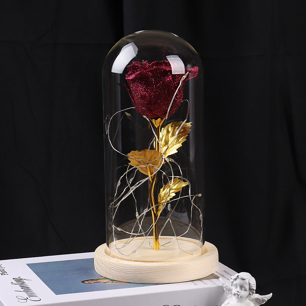 Valentine Gift for Girlfriend Eternal Rose with LED in Glass Dome Wedding Decor Mother’s Day Birthday Romantic Gift for Her