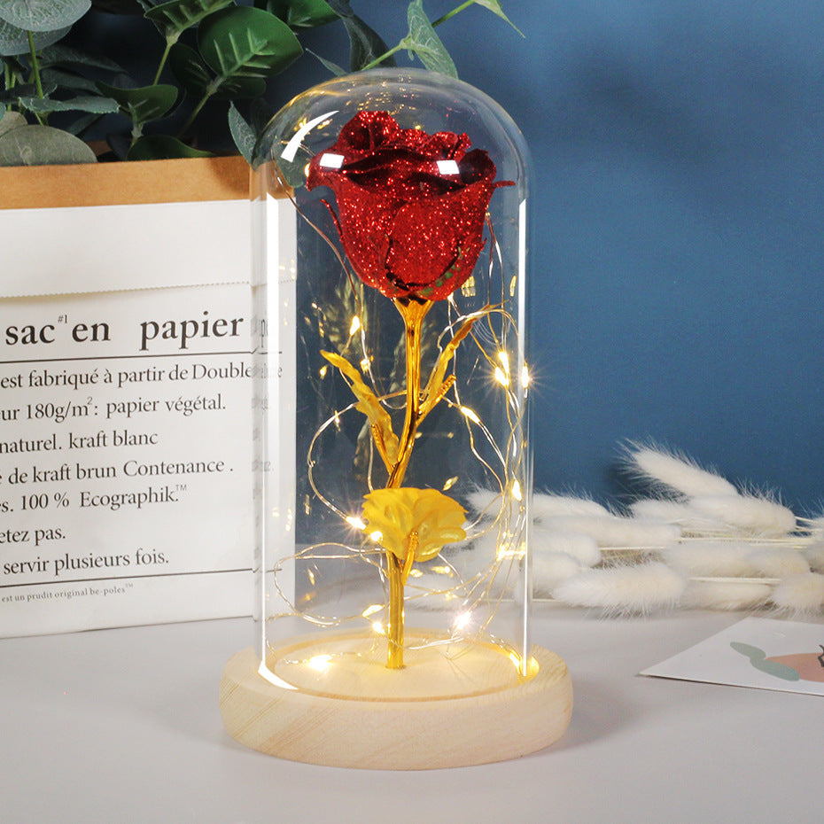Valentine Gift for Girlfriend Eternal Rose with LED in Glass Dome Wedding Decor Mother’s Day Birthday Romantic Gift for Her