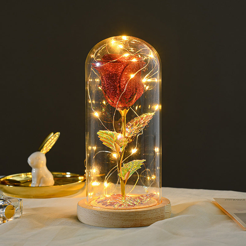 Valentine Gift for Girlfriend Eternal Rose with LED in Glass Dome Wedding Decor Mother’s Day Birthday Romantic Gift for Her