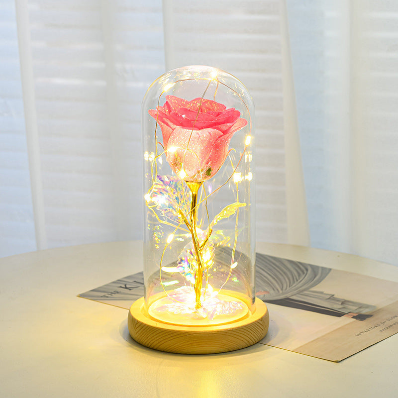Valentine Gift for Girlfriend Eternal Rose with LED in Glass Dome Wedding Decor Mother’s Day Birthday Romantic Gift for Her